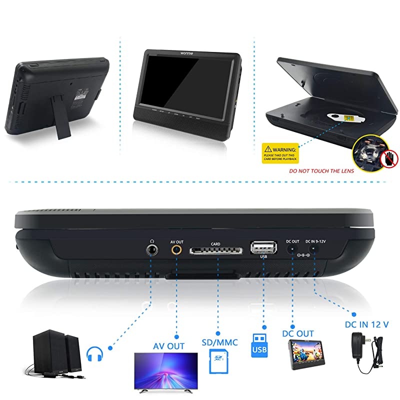 7.5&rsquo;&rsquo; Dual Screen DVD Player Portable Car Headrest Video Built-in 5 Hours Rechargeable Battery, Last Memory, Regions Free (Host DVD Player+ Slave Monitor)