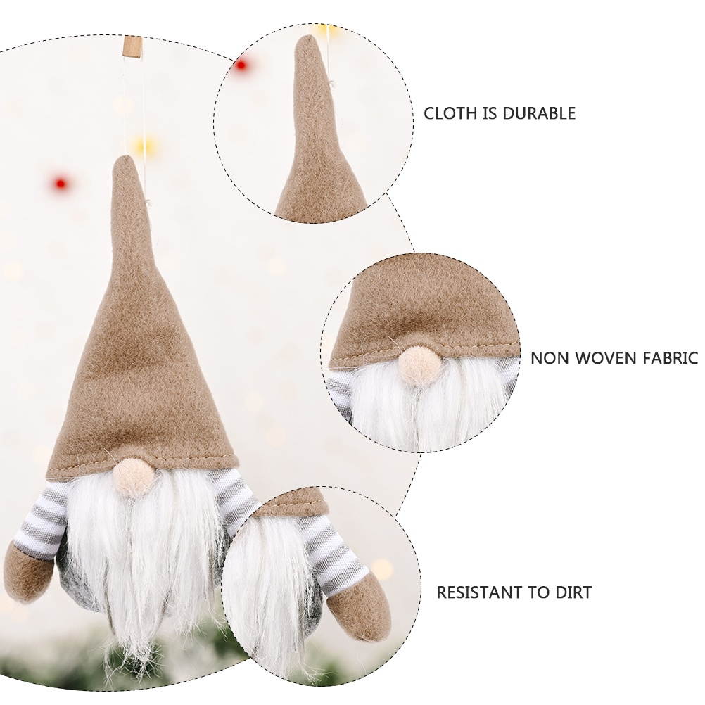 1 Set 2 Pcs Christmas Decorative Striped Gnome Doll Creative Gnome Tree Pendant