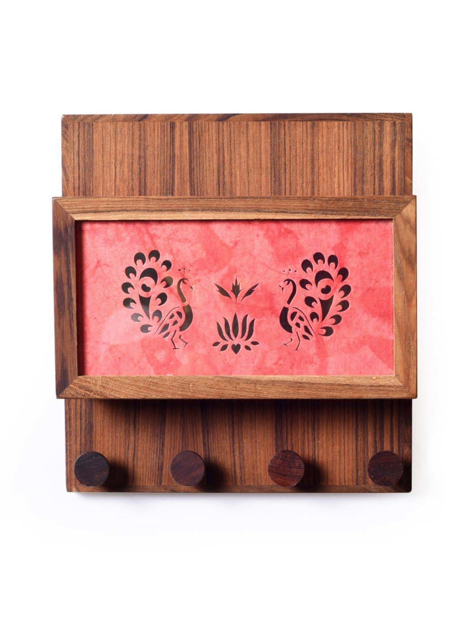 Unravel India New Brown & Red Wood Key Holder