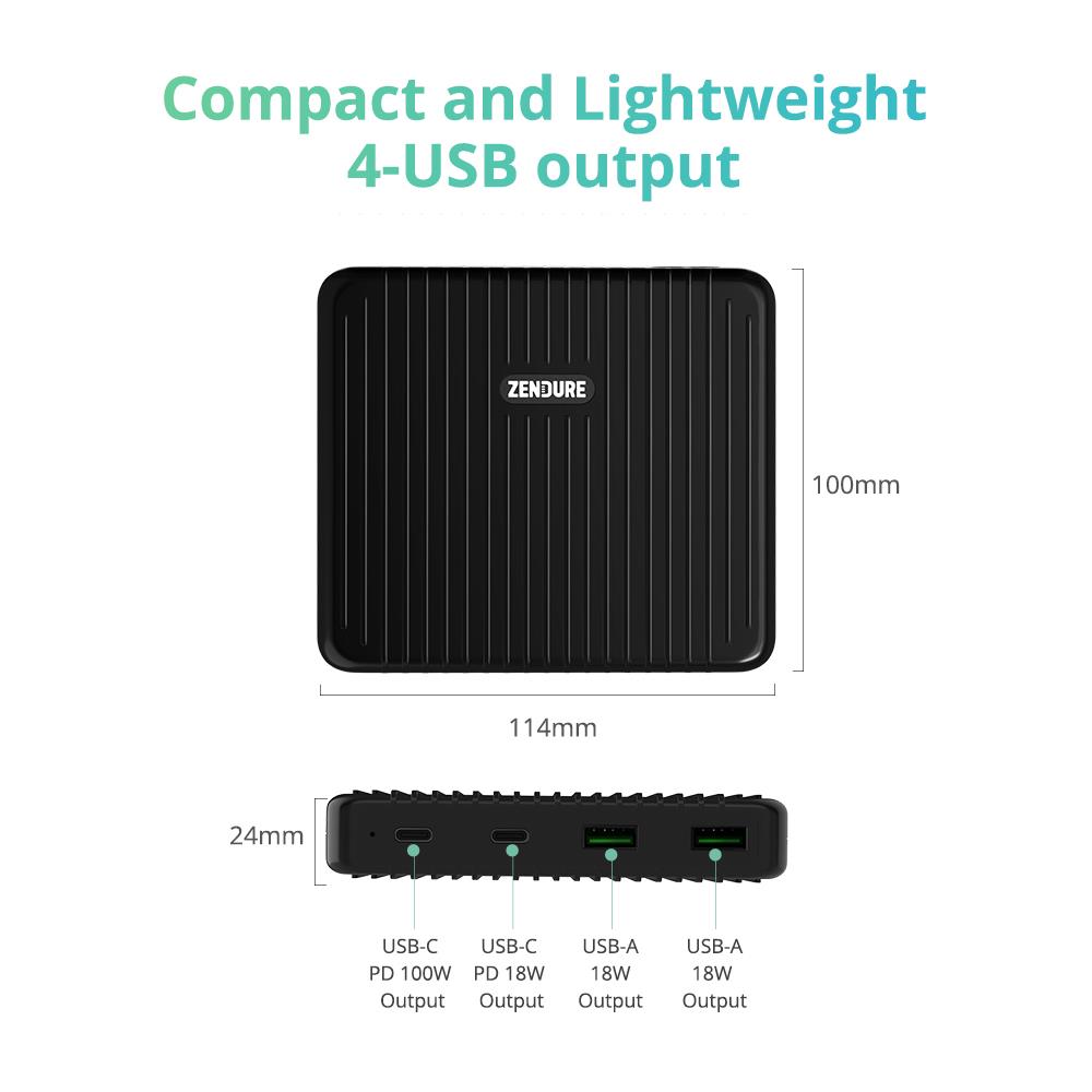 Zendure Superport 4: 100W USB-C Desktop Charger - Black, US CORD