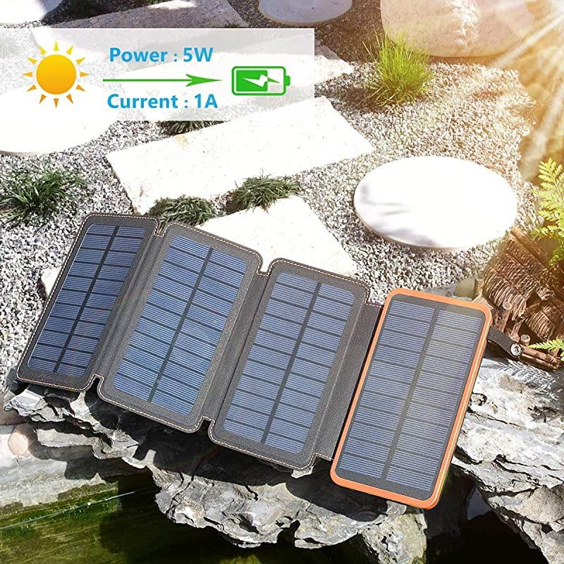 25000mAh Solar Charger  Portable Solar Power Bank with Dual 21A Outputs Waterproof External Battery Pack Compatible Most Smart Phones Tablets and More