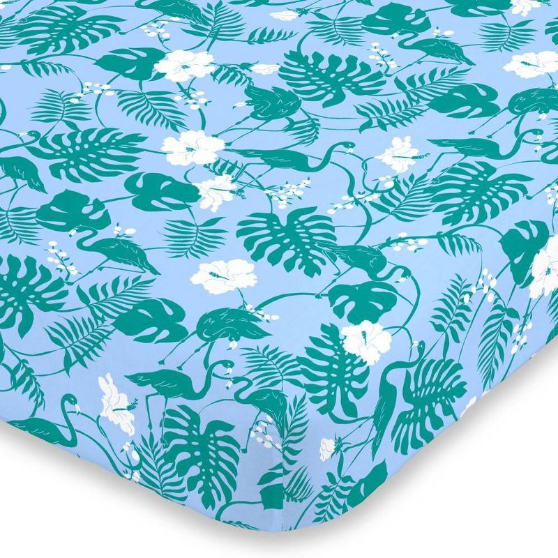 NoJo Green Flamingo Crib Sheet