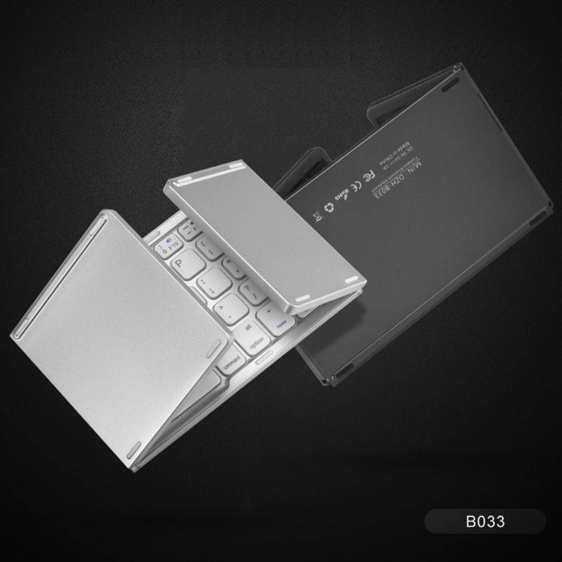 Sunsky B033 Rechargeable 3-Folding 64 Keys Keyboard Bluetooth Wireless Keyboard with Touchpad (Black)