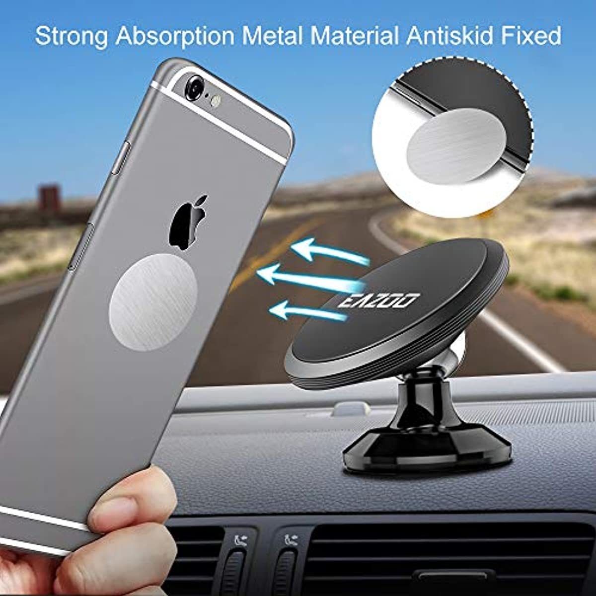 Squish Magnetic Car Phone Mount, Phone Holder for Car, Magnetic Phone Car Mounts (Black)