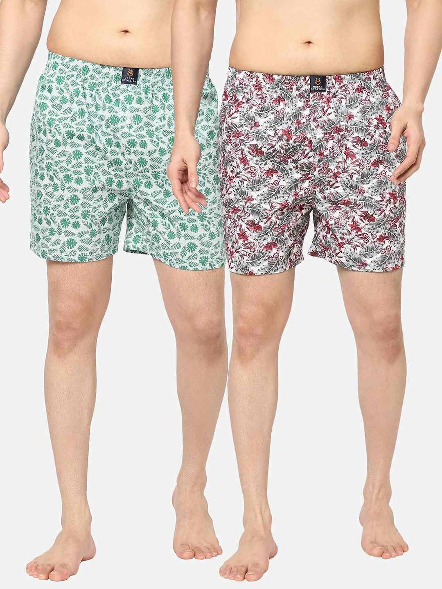 Urban Scottish Multicolored Regular Fit Printed Boxers - Pack Of 2