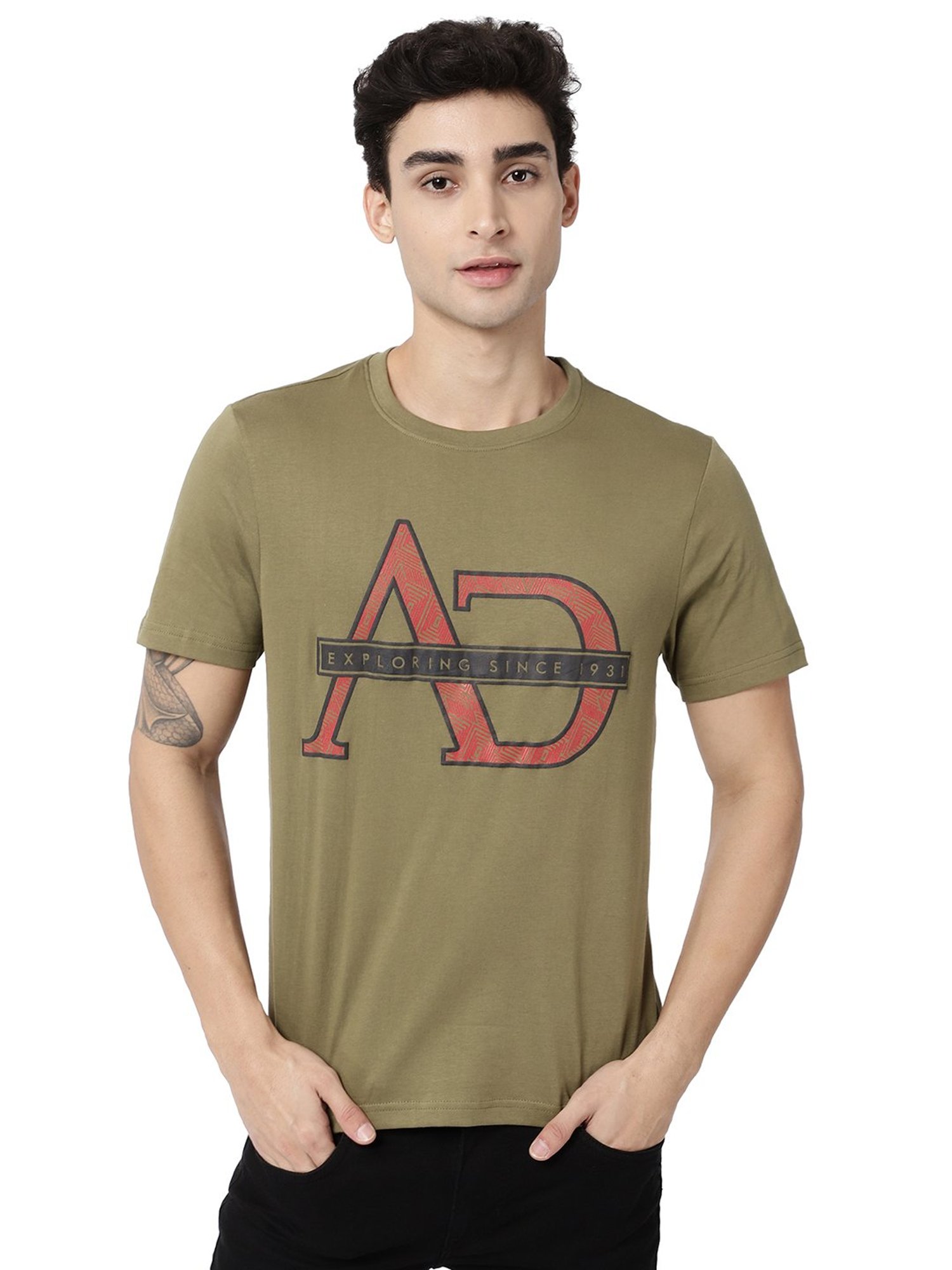 AD by Arvind Olive Crew T-Shirt