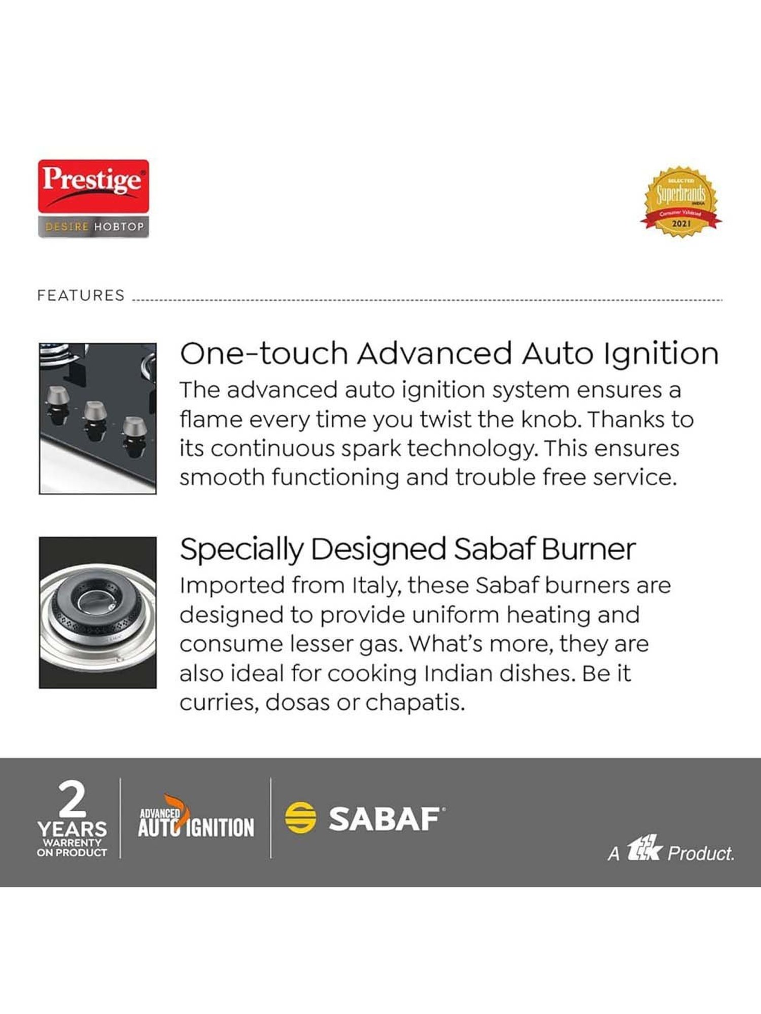 Pigeon Blackline Smart Black Glass Manual Gas Stove (2 Burners)