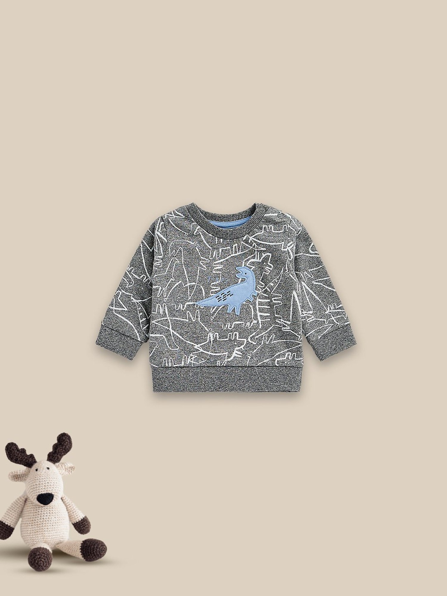Mothercare Kids Grey Applique Full Sleeves Sweatshirt