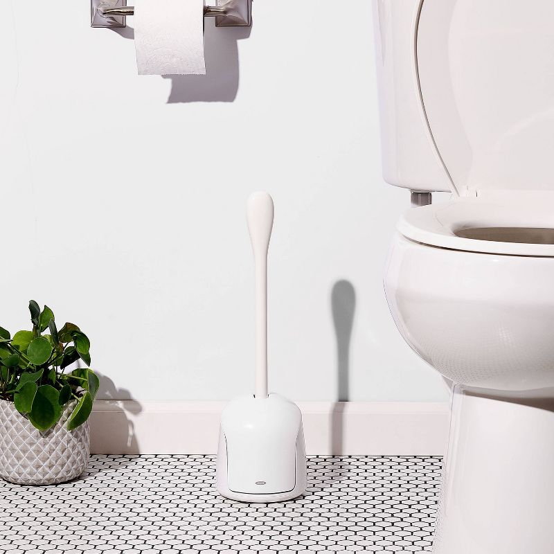 Deluxe Aluminum Handle Toilet Brush with Fully Removable Liner White - Bath Bliss