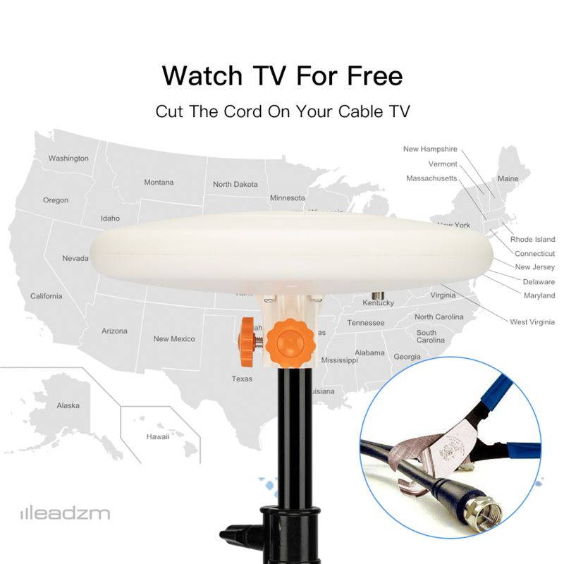 Leadzm TA-A1 150 Miles TV Antenna Indoor Outdoor Omni-directional 360 Degree Reception
