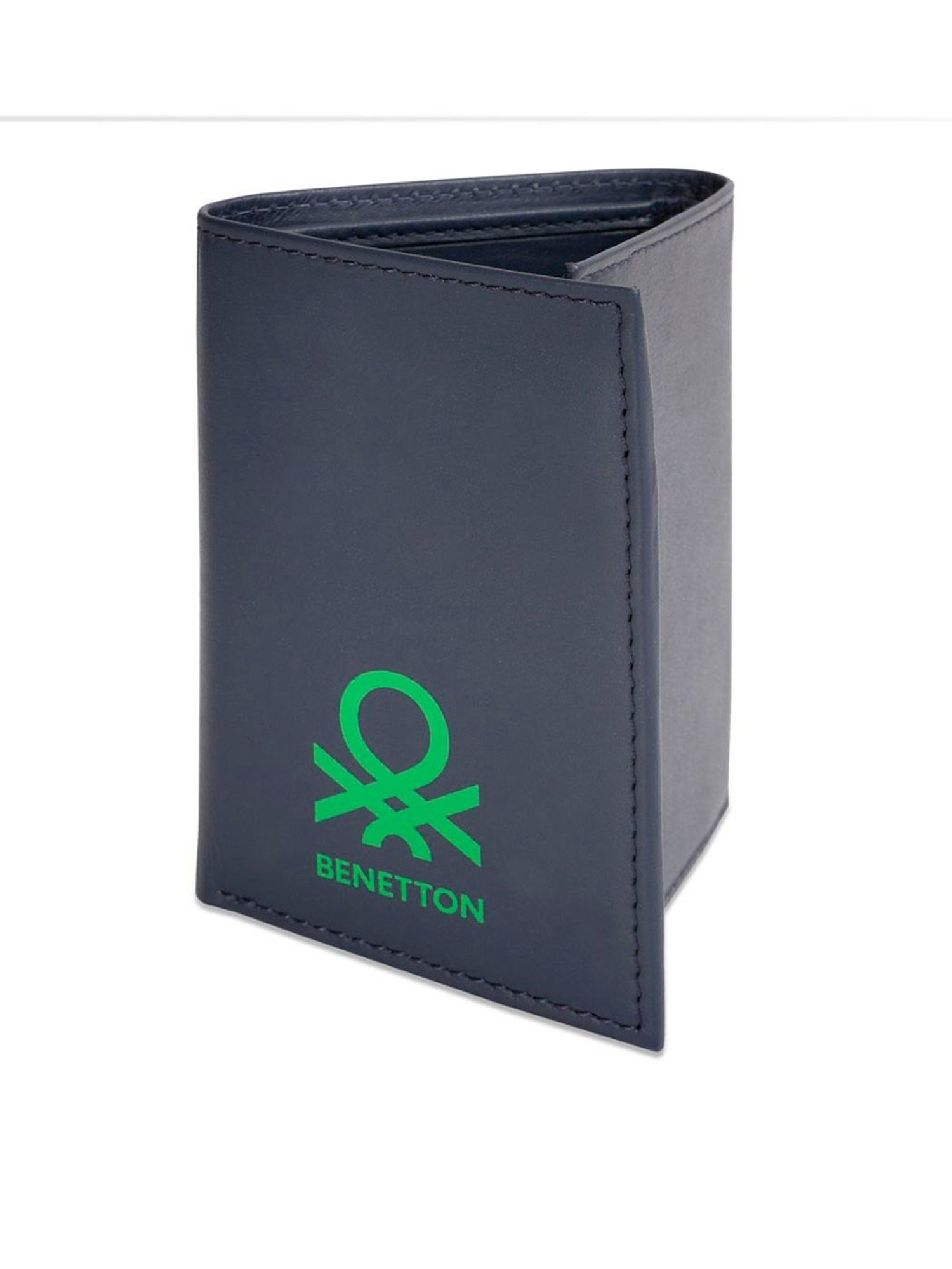 United Colors of Benetton Toledo Navy Leather Solid Tri-Fold Wallet