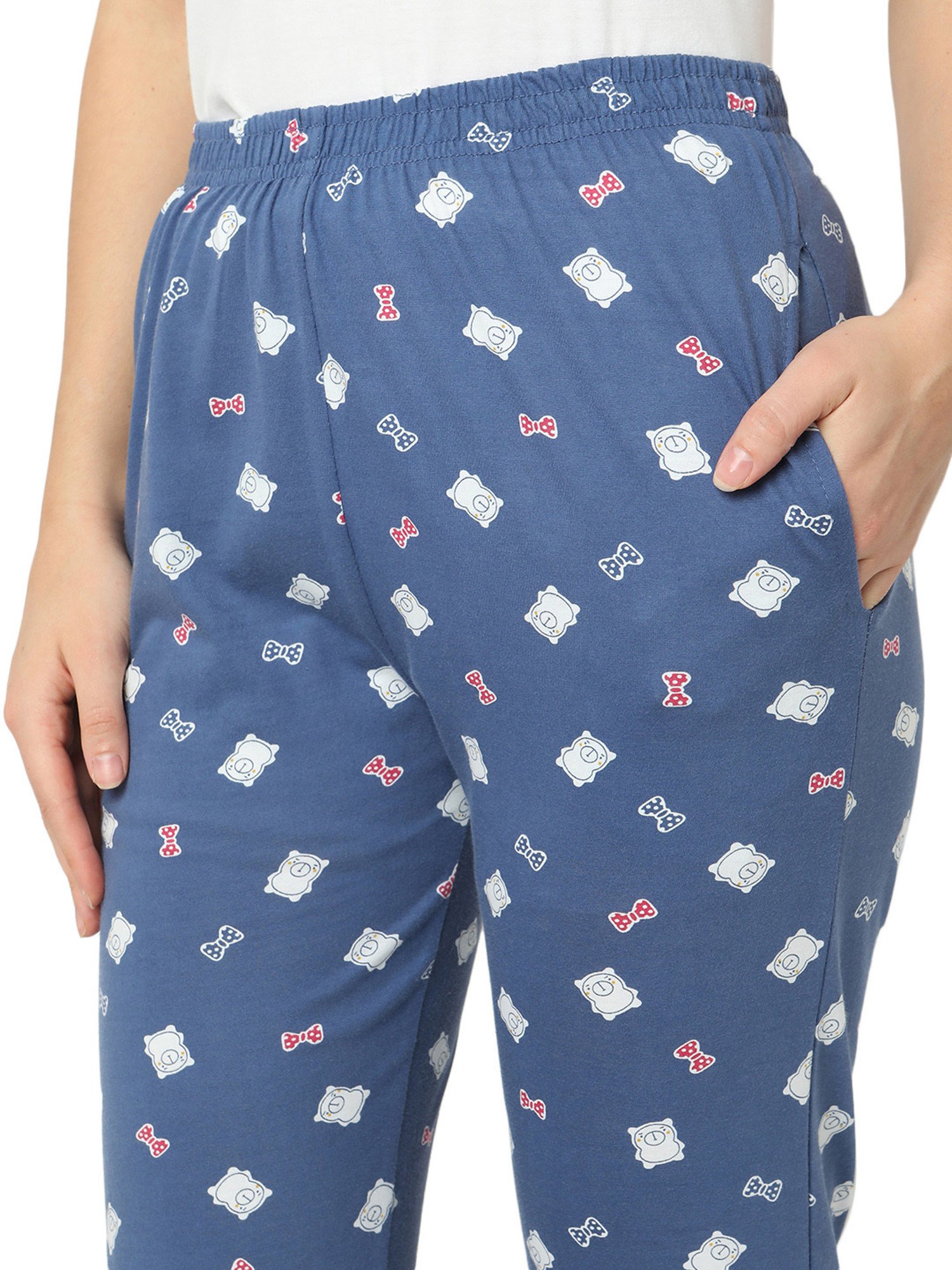 Smarty Pants Blue & White Cotton Printed Lounge Pants