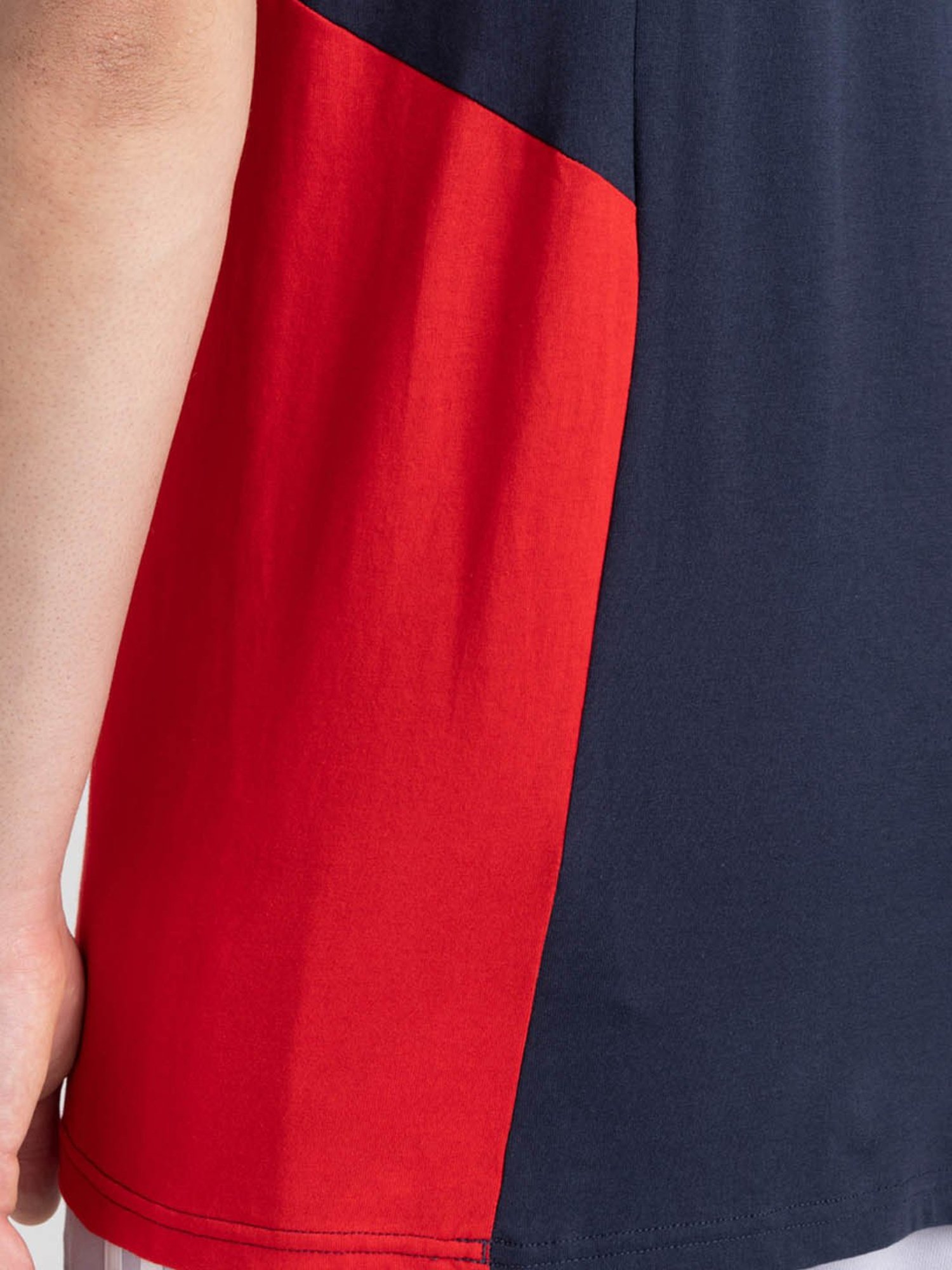 Adidas Black Cotton Regular Fit Colour Block Sports T-Shirt