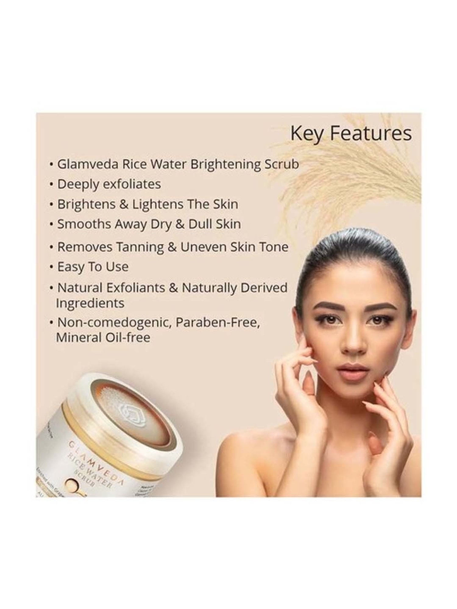 Glamveda Rice Water Brightening Scrub - 100 gm