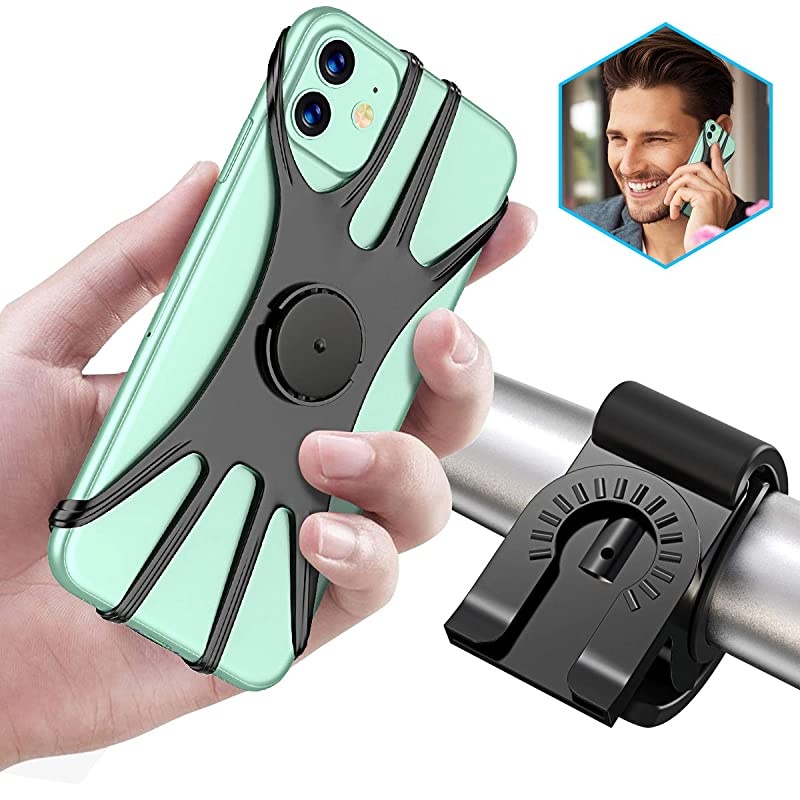 Detachable Bike Phone Mount, 360 Rotation Adjustable Phone Holder for Motorcycle/Bicycle Handlebars, Compatible with iPhone 11 Pro Max/11 Pro/11/XS/XS Max/XR/8/7, Samsung S20/S10 Plus/S10/S10e