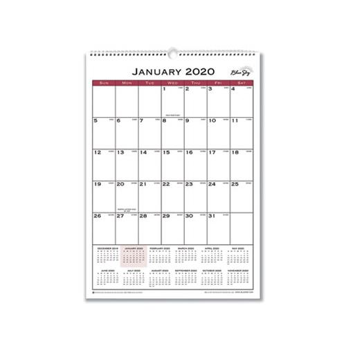 Classic Red Wall Calendar, 12 x 17, 2021 117373