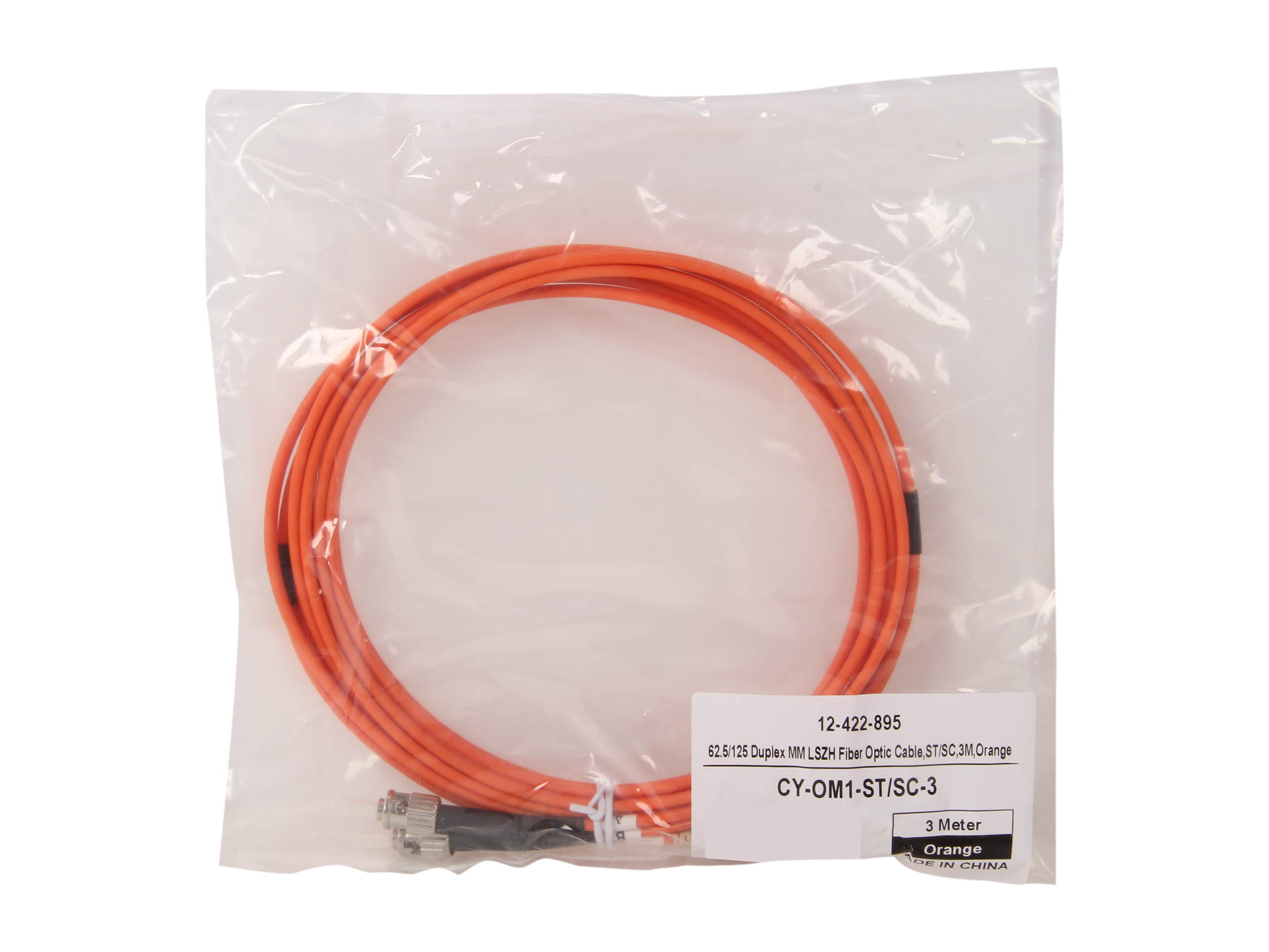 Coboc CY-OM1-ST/SC-3 9.84 ft. Fiber Optic Cable, ST/SC, Multi Mode, Duplex (62.5/125 Type) - Orange