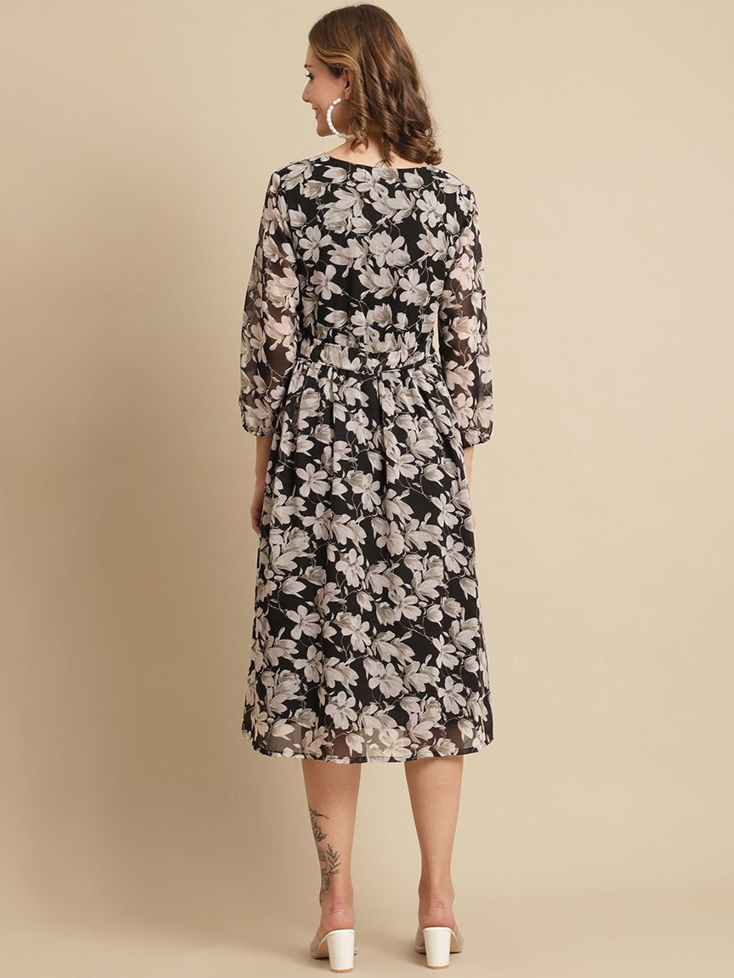 Moms Maternity Black Printed Dress