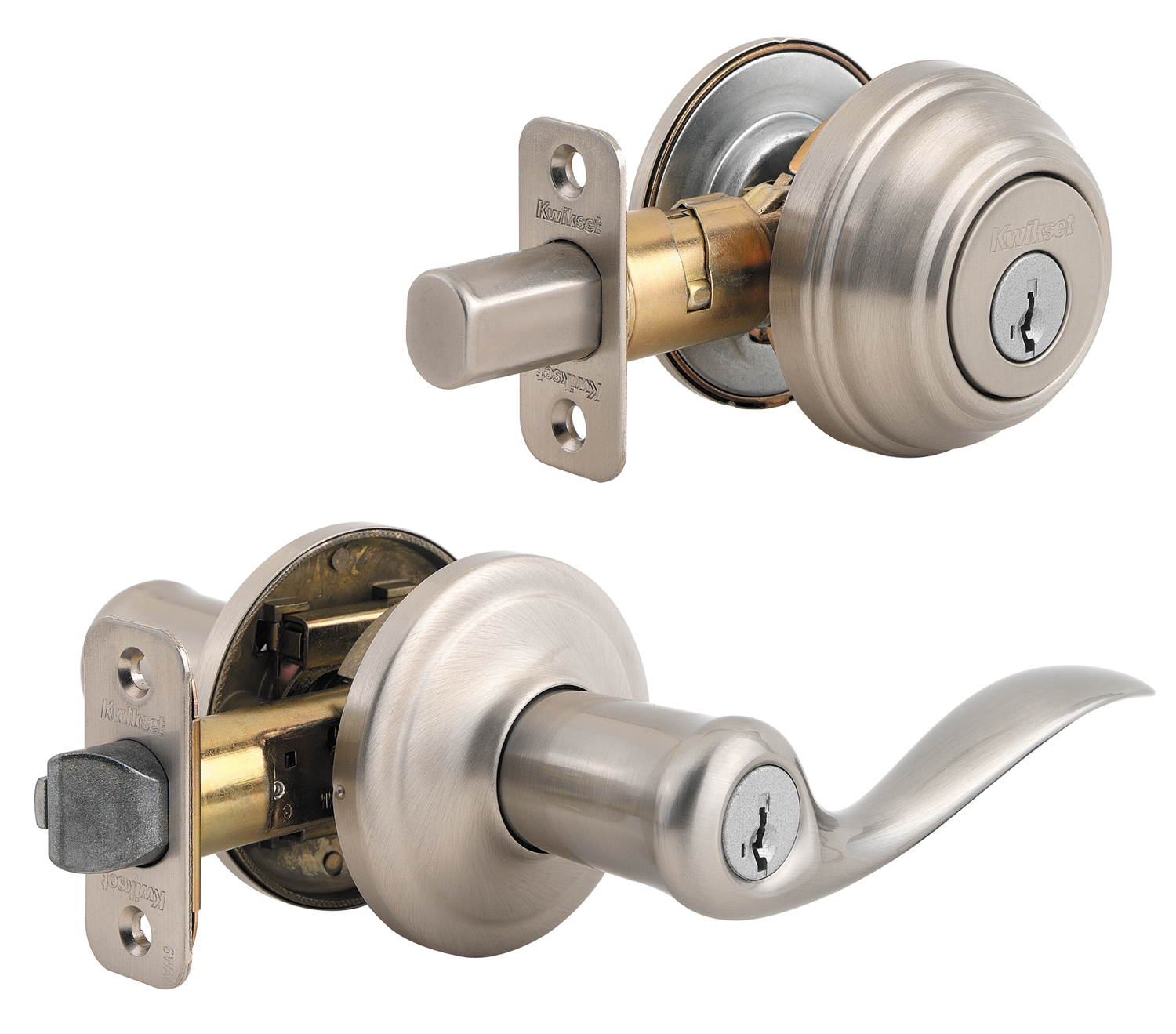 Kwikset 991TNL 11P SMT CP Tustin Entry Lever and Single Cylinder Deabolt Combo Pack feat SmartKey in Venetian Bronze