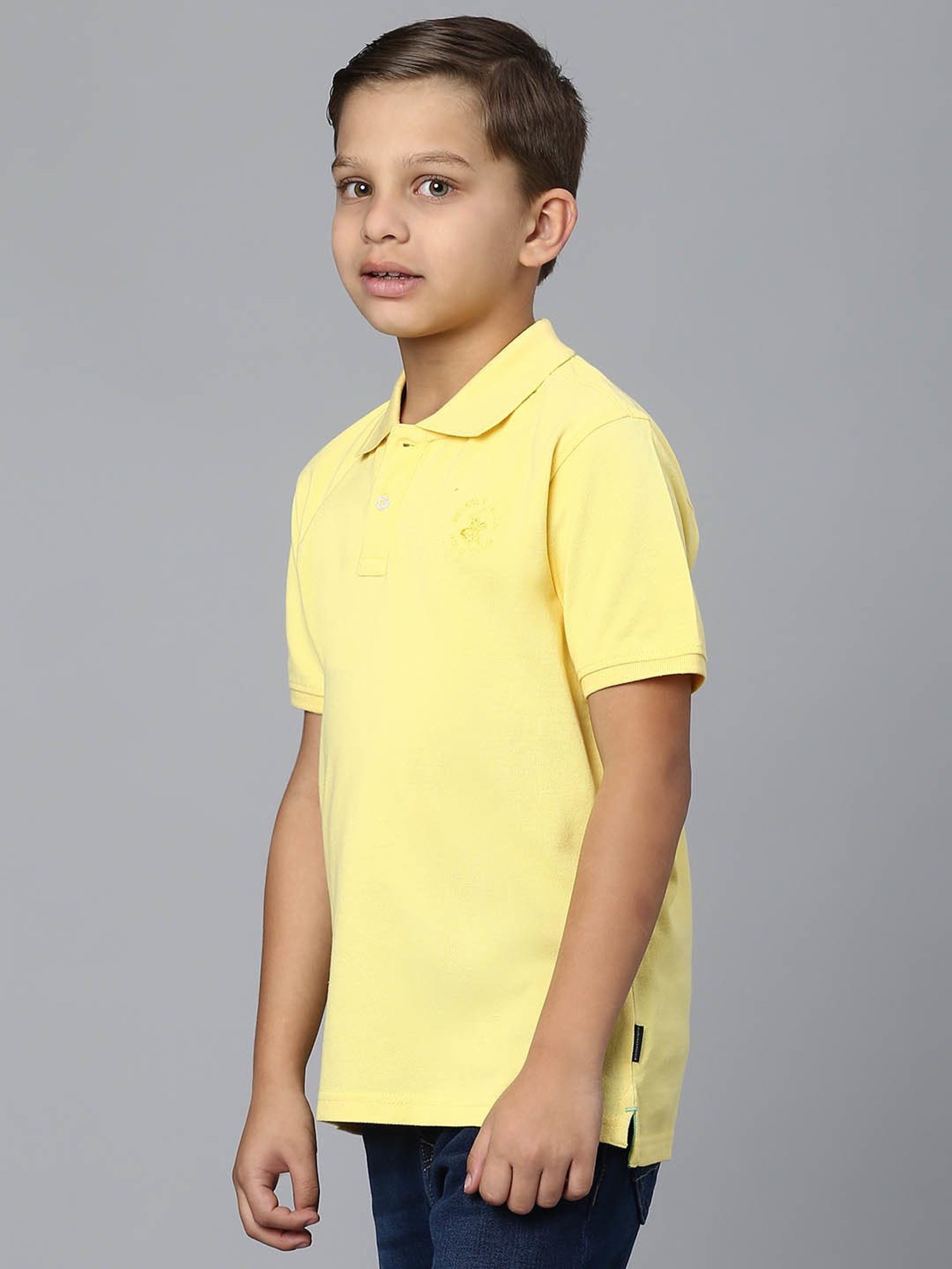 Beverly Hills Polo Club Boys Yellow Solid Polo T-Shirt