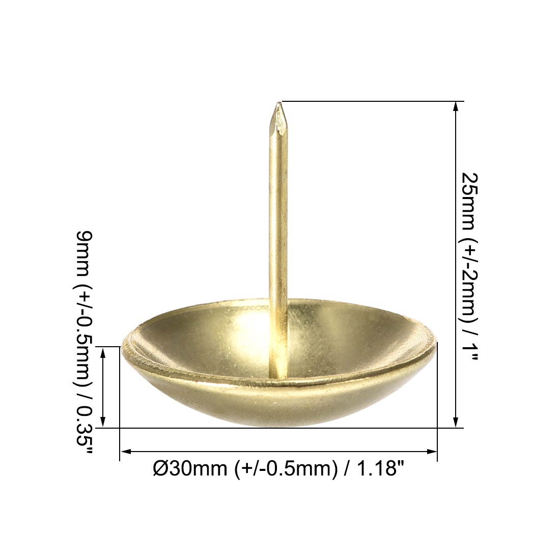 Upholstery Nails Tacks 30mm Dia 30mm Height Round Thumb Push Pins Gold Tone 30 Pcs