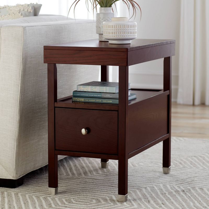 Elm Lane Huntley Espresso 15 1/4" Wide Narrow Chairside Accent Table