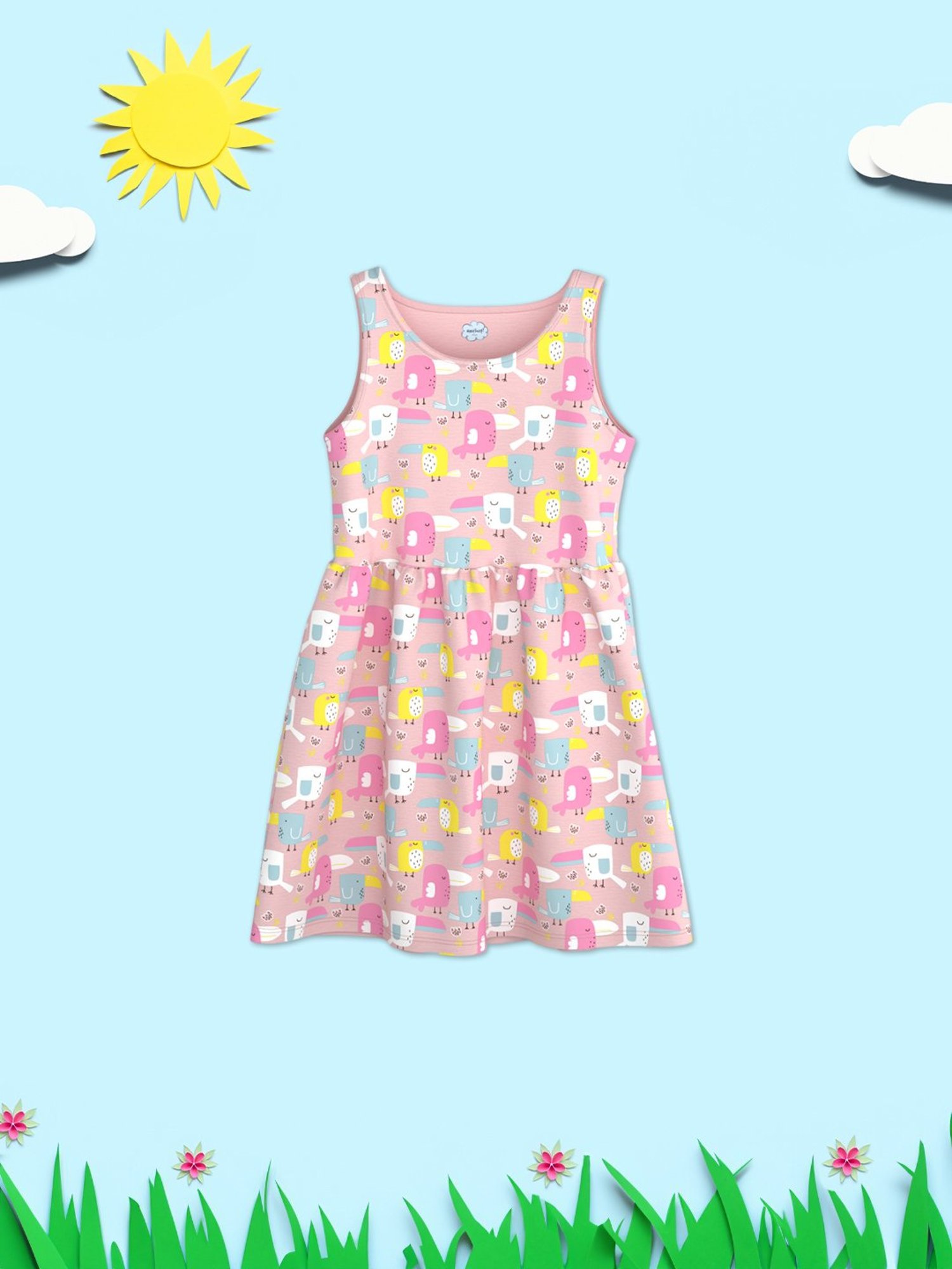 Nauti Nati Kids Pink Printed Dress