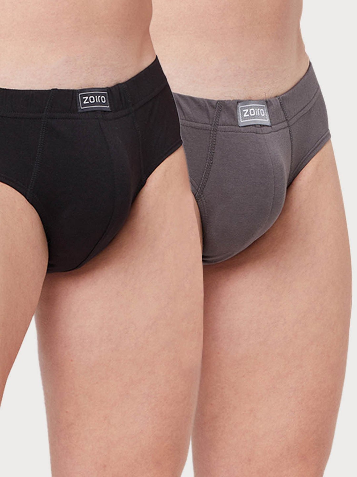 Zoiro Black & Smoked Parl Cotton Regular Fit Briefs - Pack Of 2