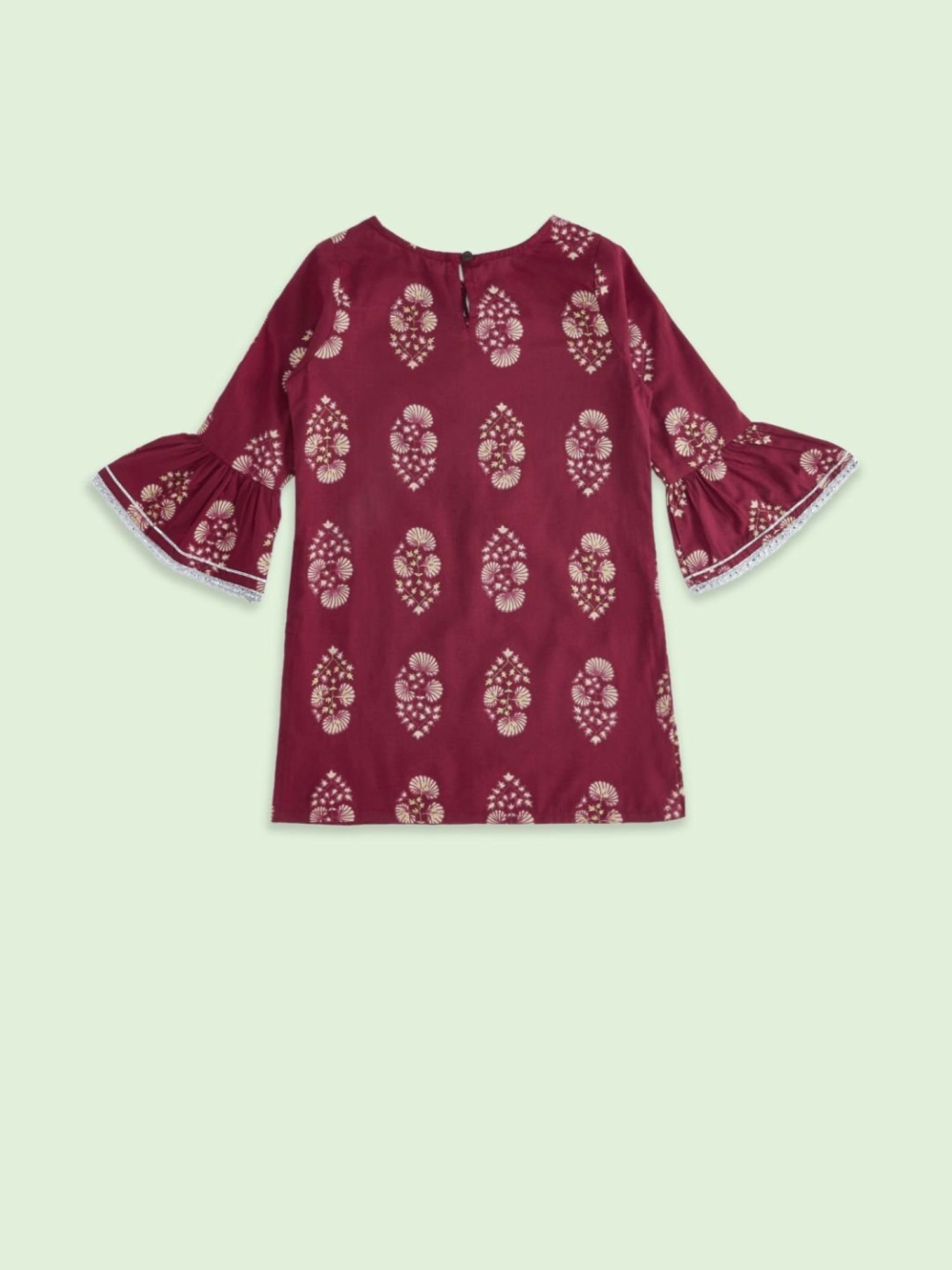 Akkriti by Pantaloons Kids Maroon & Yellow Cotton Printed Kurta Set