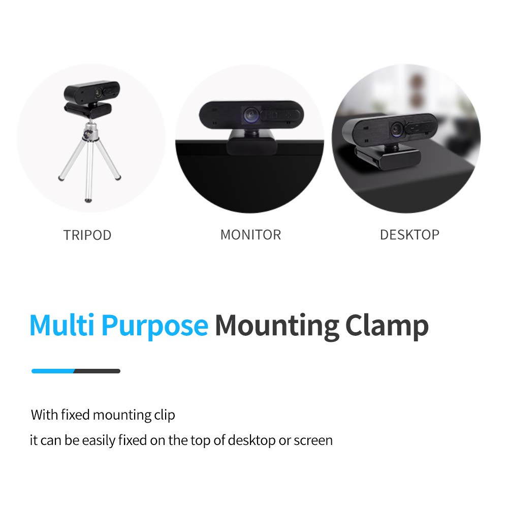 HD Webcam with Microphone for PC 1080p Cover Slider USB Web Camera with Clip on Web Cam Gaming Camera Streaming Webcam for Laptop Computer