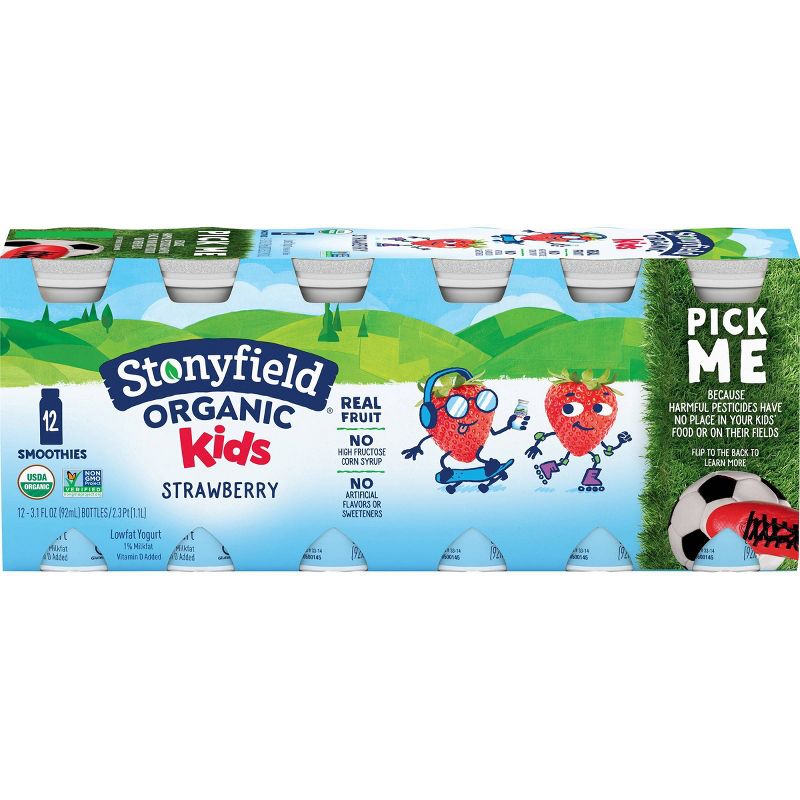 Stonyfield Organic Kids' Strawberry Yogurt Smoothies - 12pk/3.1 fl oz Bottles