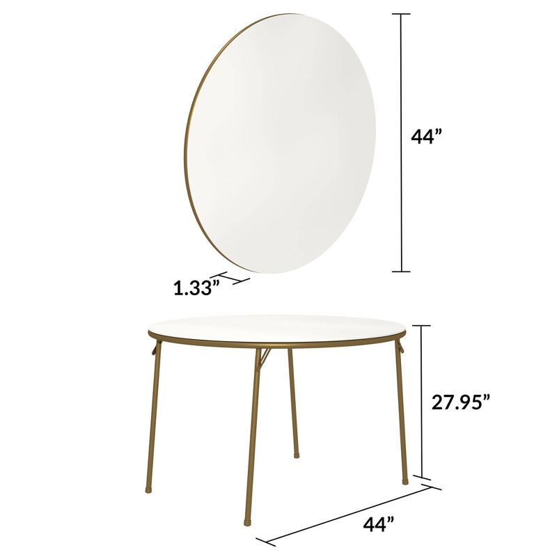 Cosco 44" Stylaire Round Vinyl Top Folding Table White/Gold