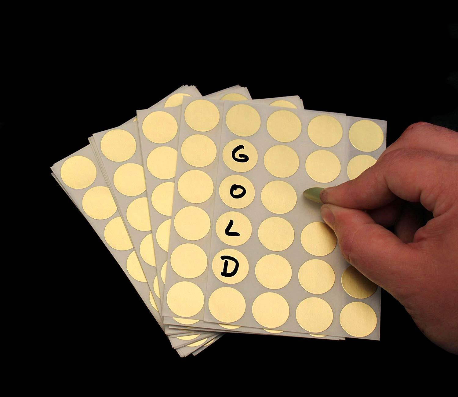 ChromaLabel 3/4 inch Color-Code Dot Labels on Sheets | 1,008/Pack (Metallic Gold)