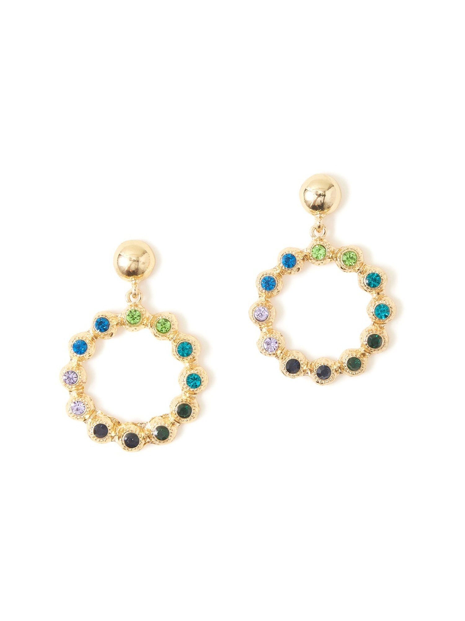 Accessorize London Large Gem Circle Dangler Earrings