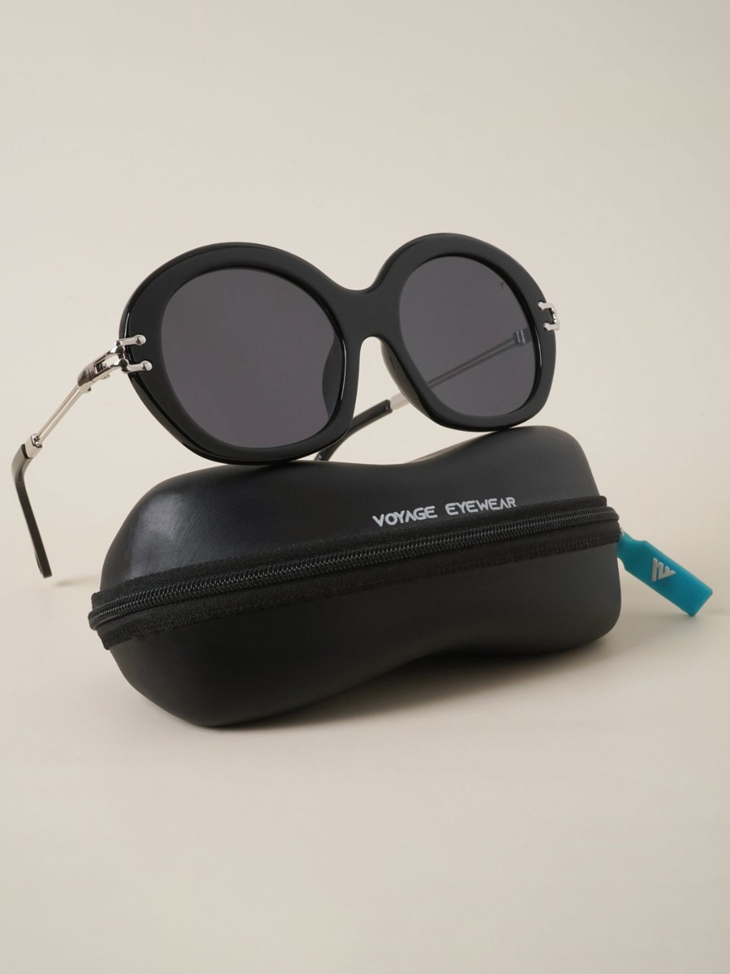 Voyage Black Oversize Irregular UV Protection Sunglasses for Women