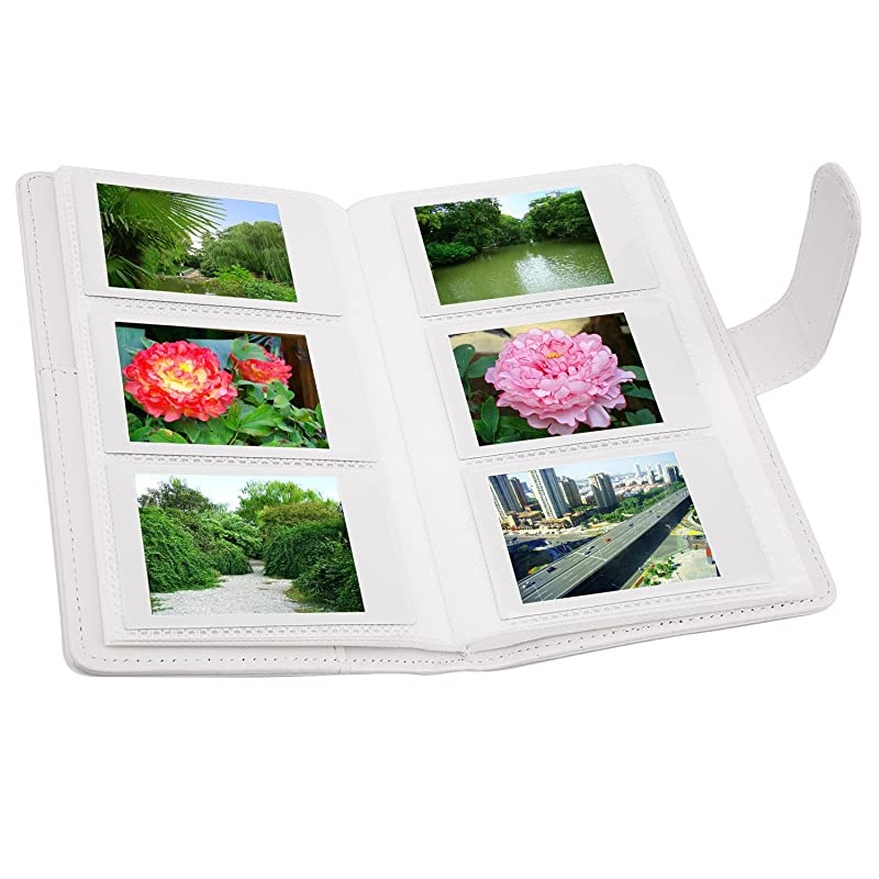 Wallet PU Leather Photo Album Compatible with Fujifilm Instax Mini Instant Film (White)