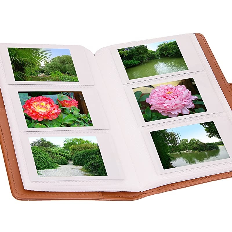 Wallet PU Leather Photo Album Compatible with Fujifilm Instax Mini Instant Film Brown