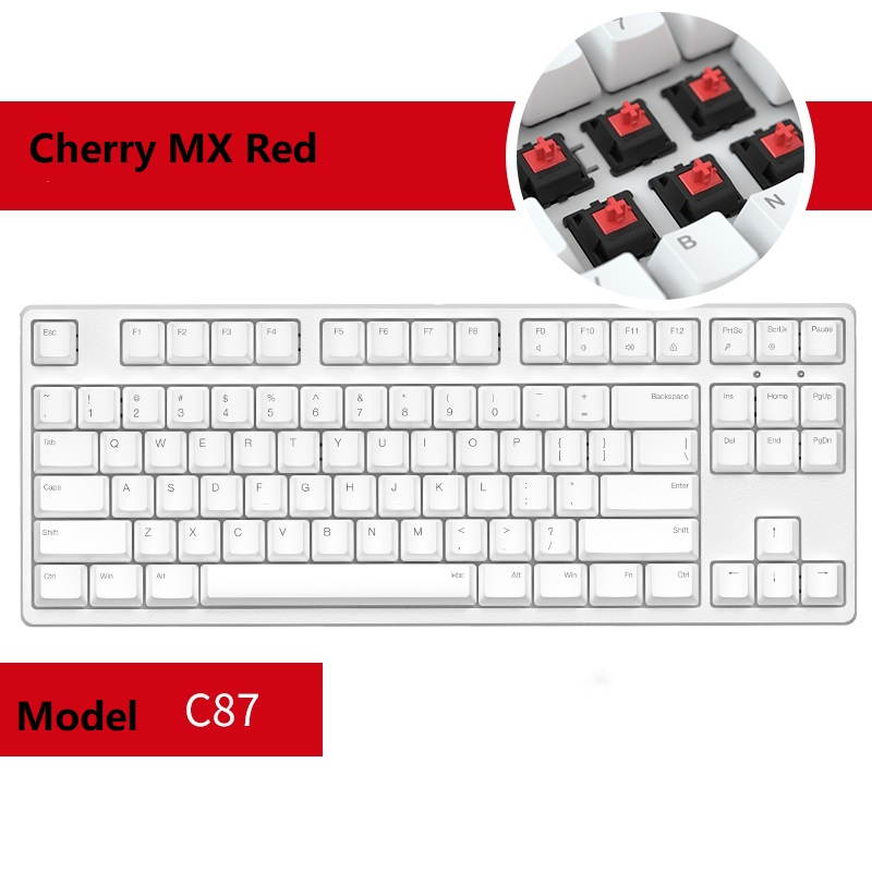 iKBC C200  87 Keys TKL Mechanical Keyboard with Cherry MX Red Switch, Pink PBT Double Shot Keycap, N-Key Rollover and 6 Anti-ghosting Keys( No Light Version)