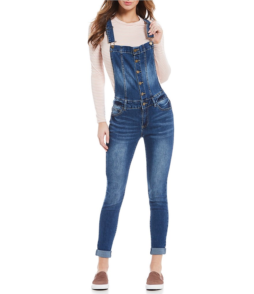 Copper Key Denim Skinny Overalls