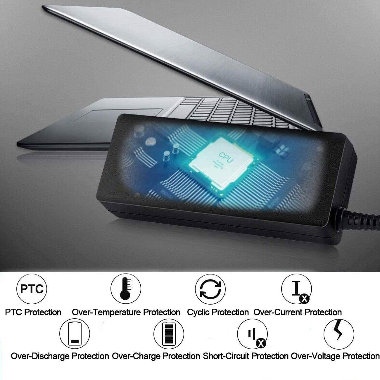 Oyiqar 45W 65W AC Laptop Charger for Dell Inspiron 15-3000 15-5000 15-7000 11-3000 13-5000 13-7000 17-5000 XPS 13 Series 5559 5558 5755 5758 14ft Extra Long Power Adapter Supply Cord UL Listed Charger