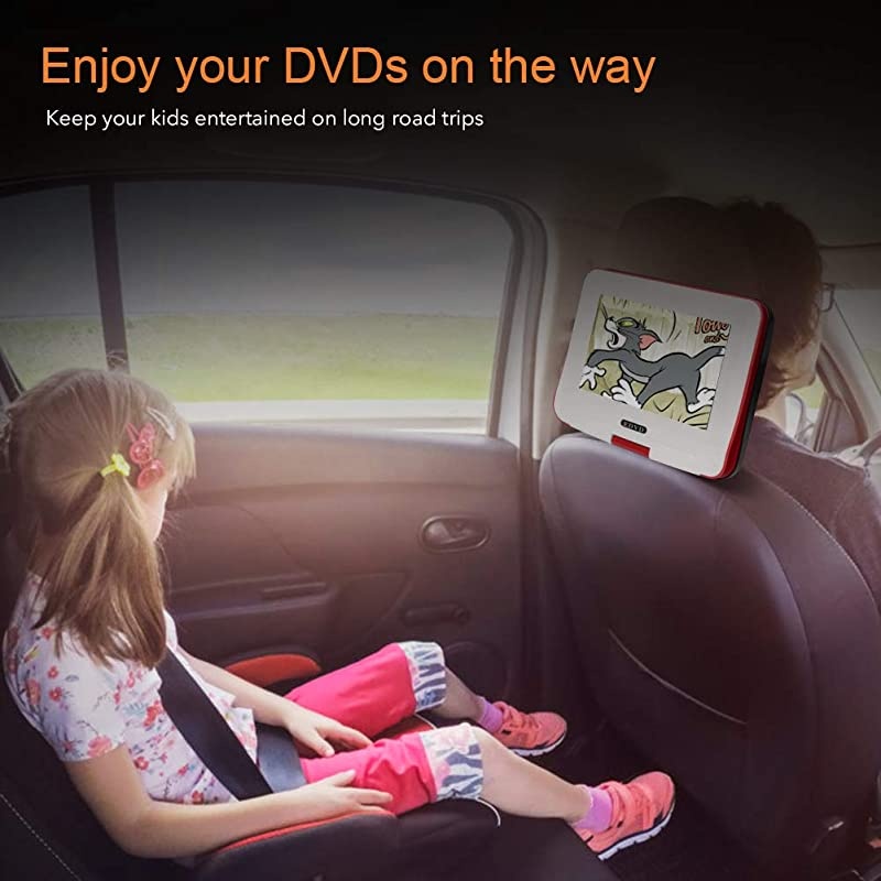 98 Portable DVD Player Supports SD CardUSB PortCDDVD Rede Controller2 Hour Rechargeable Battery 9 EyeProtective Screen Support AVinOutRegion Free Red