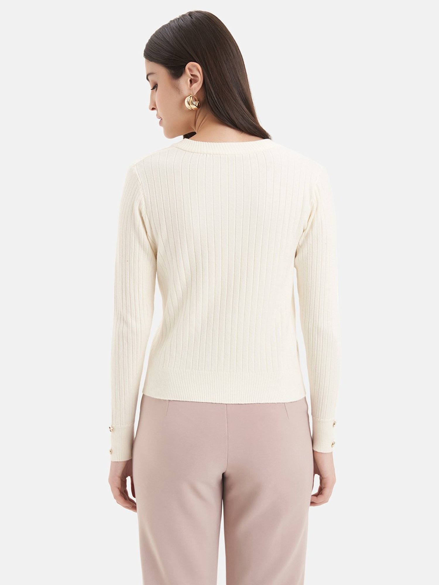 Kazo White Striped Pullover
