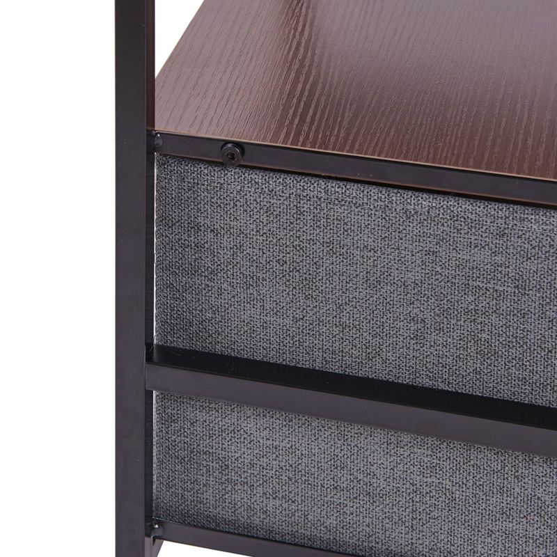 Modern End/Side Table with Shelf and Fabric Storage Drawer Gray - Danya B.