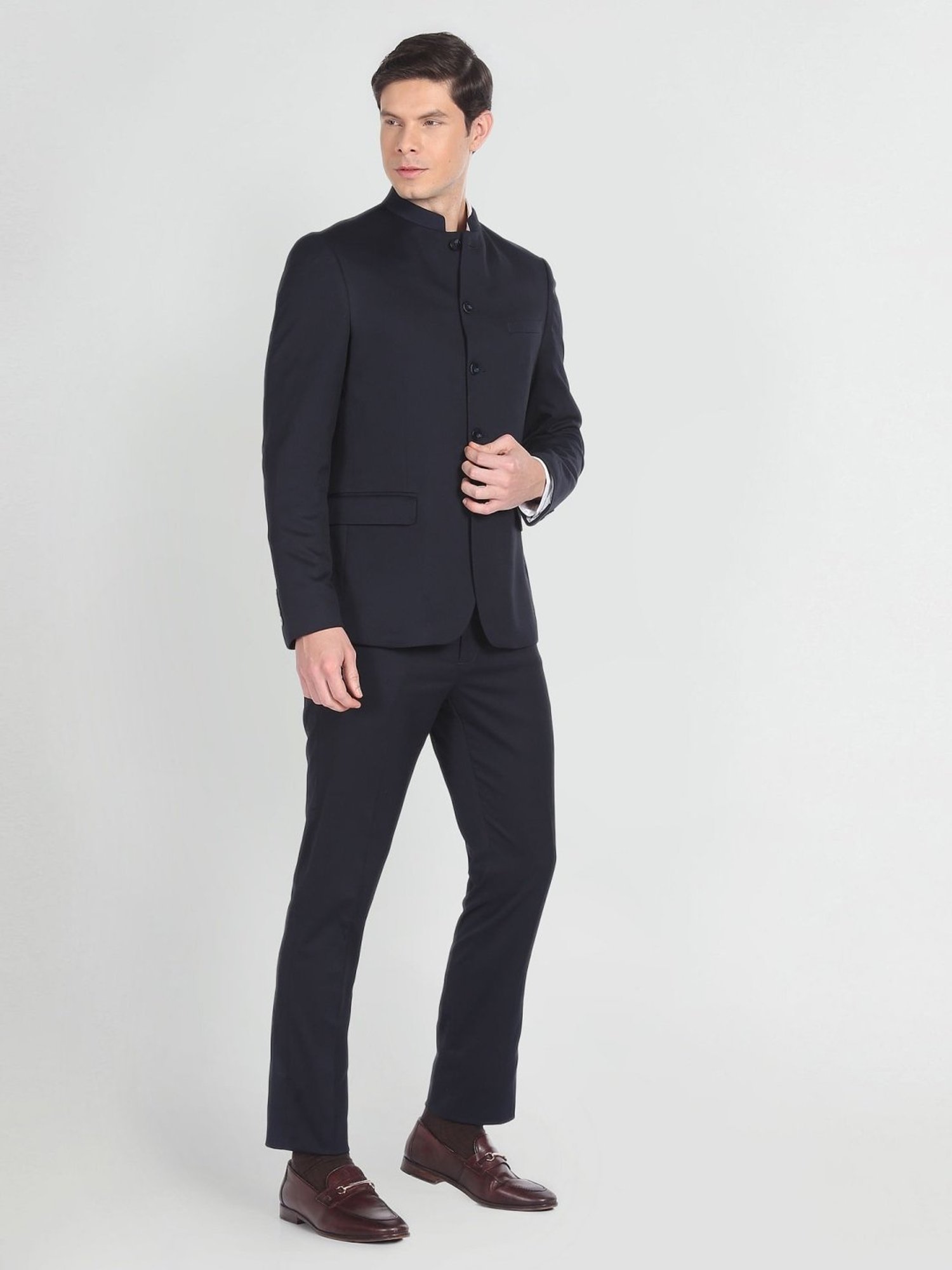 Raymond Brown  Slim Fit Printed Three Piece Suit