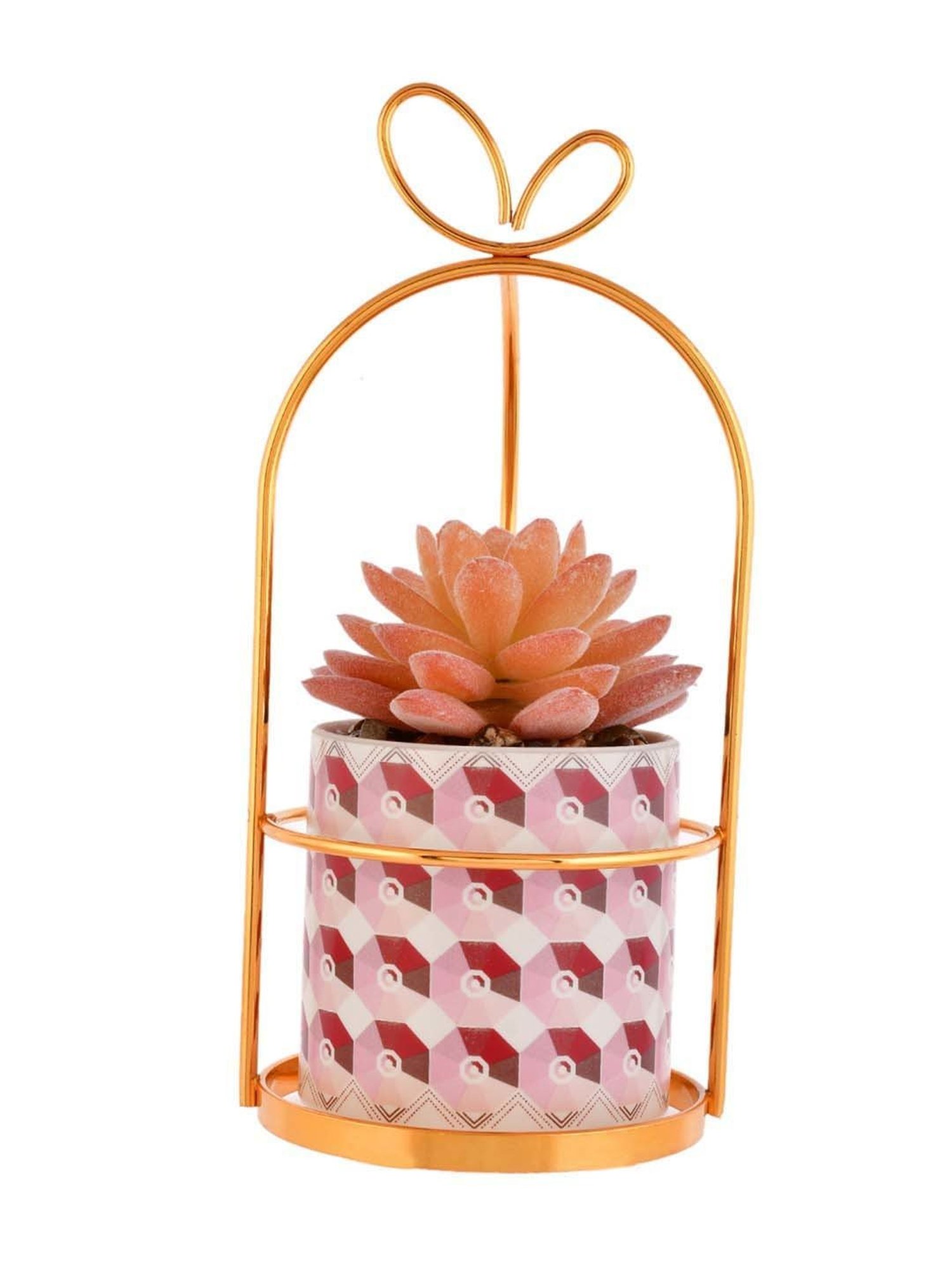 Tayhaa Multicolor Ceramic Artificial Plant With Planter In A Stand