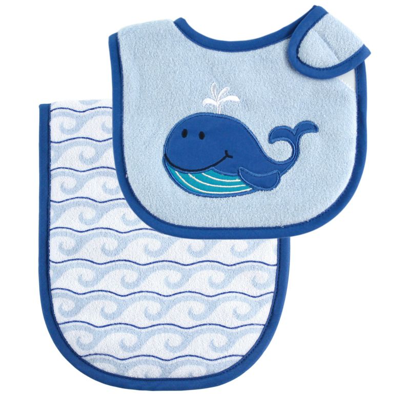 Luvable Friends Baby Boy Bib and Burp Cloth Set 2pc, Blue, One Size