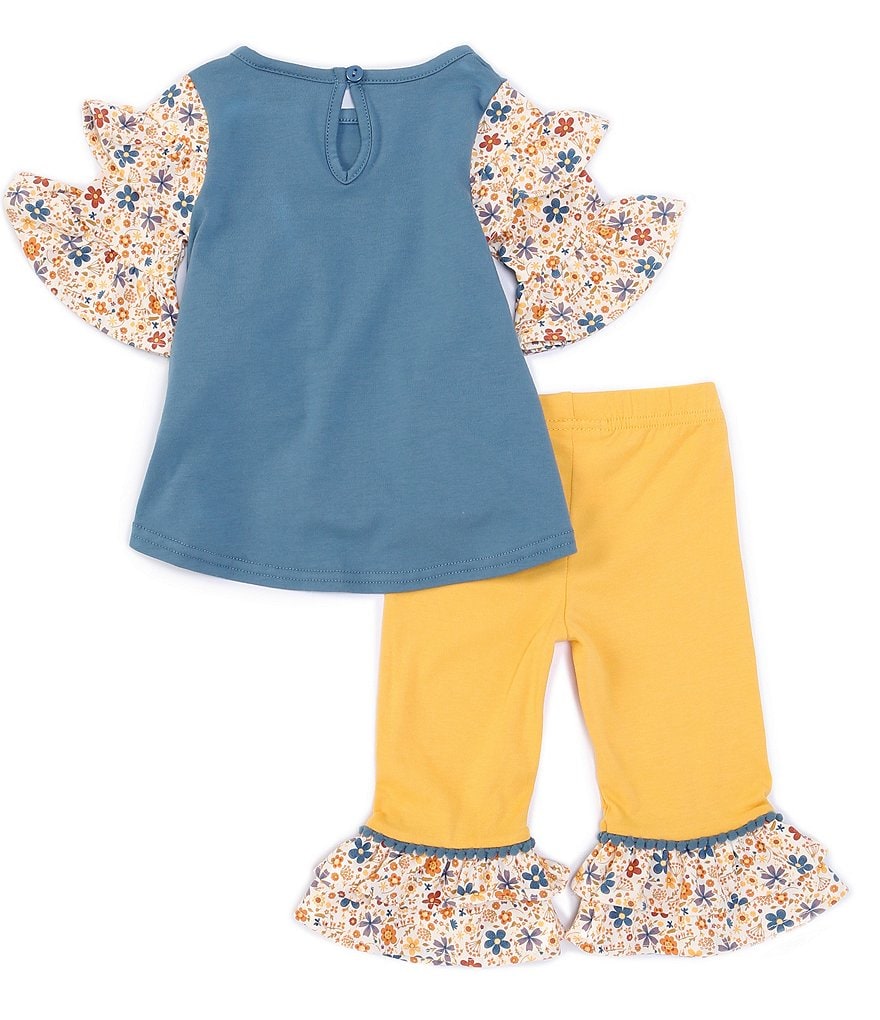 Peek Baby Girls 3-24 Months Long-Sleeve Embroidery Floral Print Babydoll Top & Pant Set