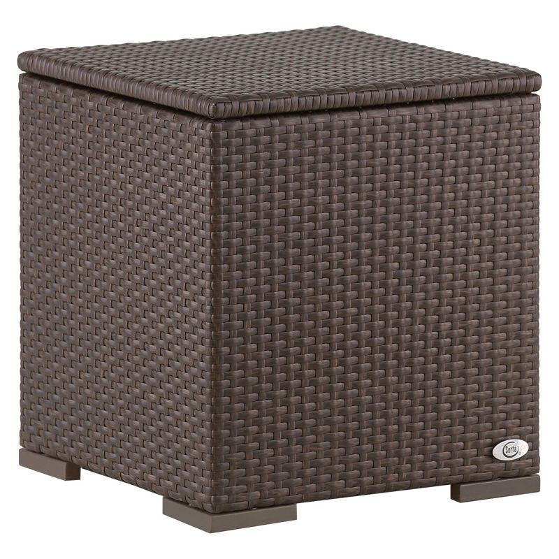 Laguna Square Wicker Patio Side Table - Brown - Serta