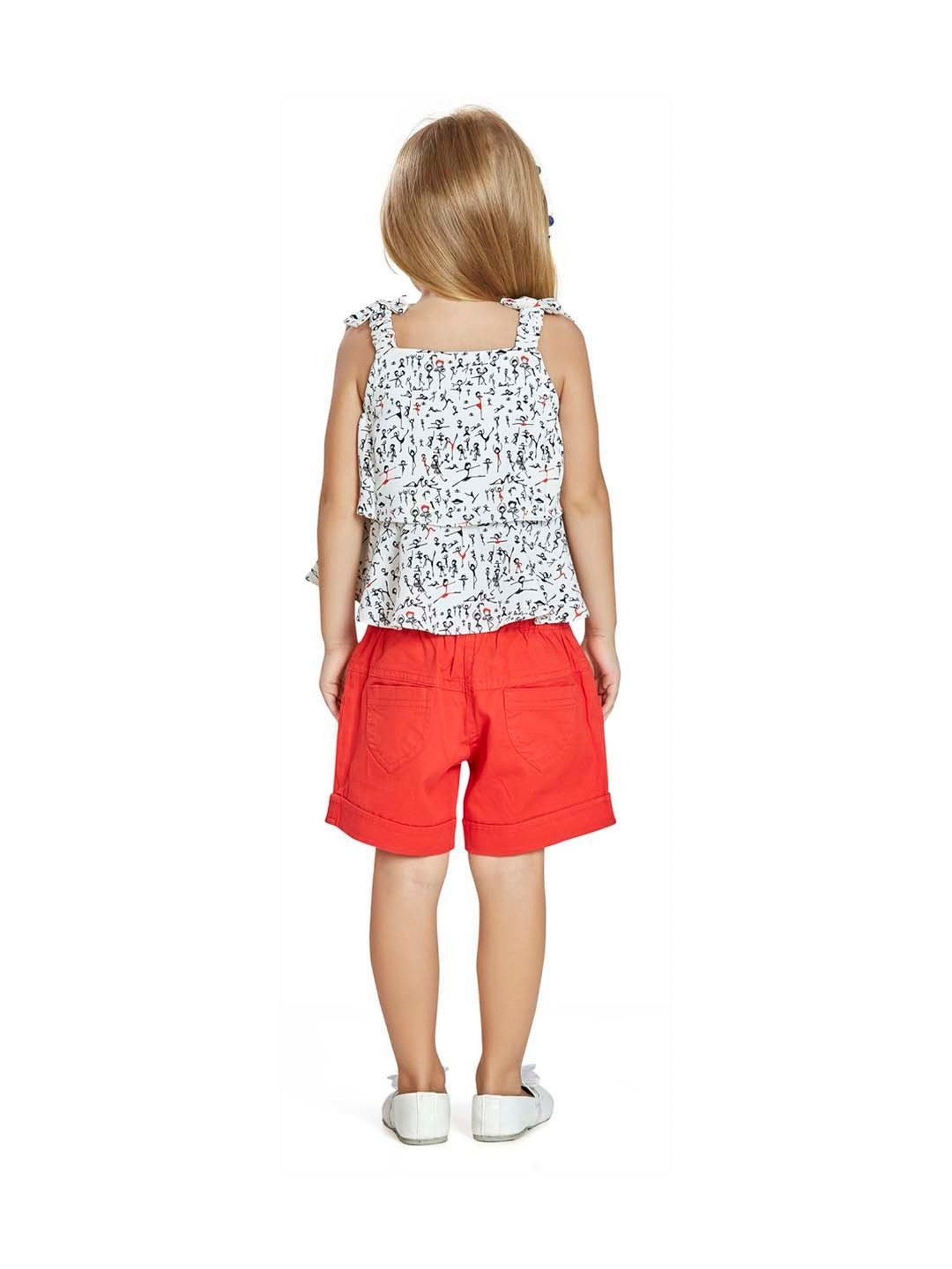 Peppermint Kids White & Red Printed Top Set