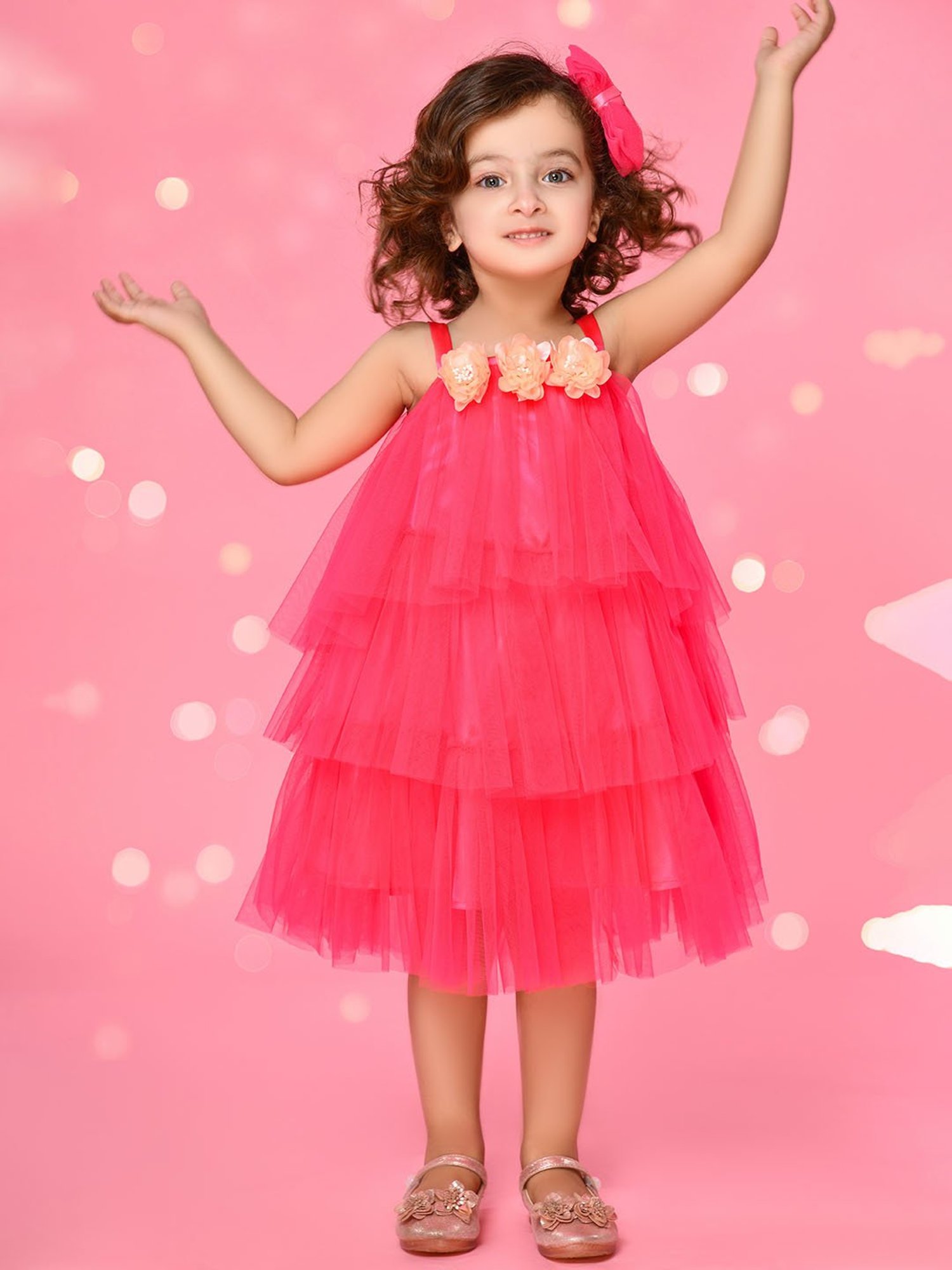 Saka Designs Kids Pink Applique Dress